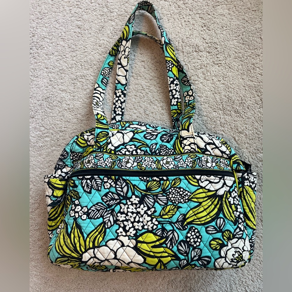 Vera Bradley Aqua and Green Quilted Baby Bag w/Changing Pad - Picture 7 of 8